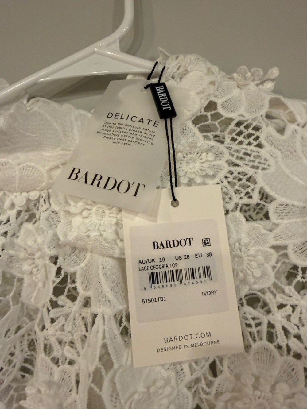 White Lace Floral High-Neck top - Picture 6 of 10